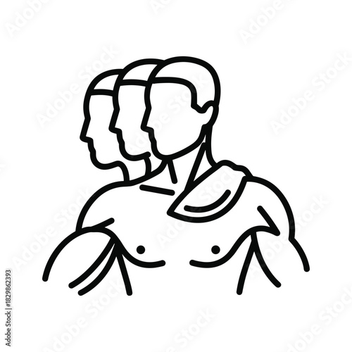Three Male Profiles Abstract Line Art Icon