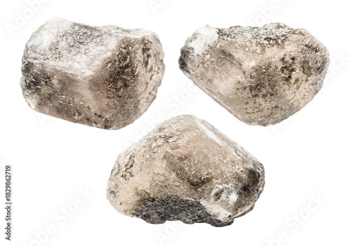 set of samples of phenacite natural stone isolated