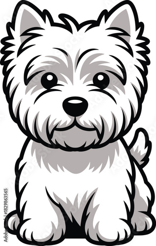 Cute cartoon a illustrator vector Westie