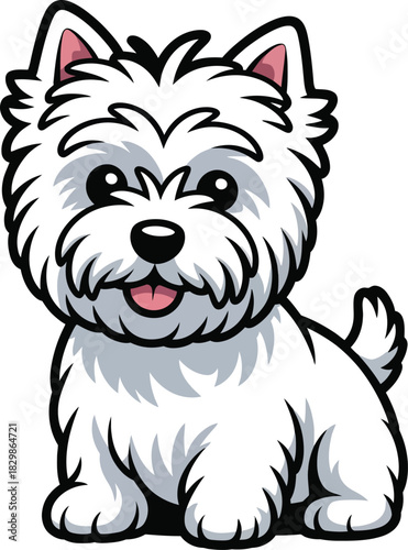 Cute cartoon a illustrator vector Westie