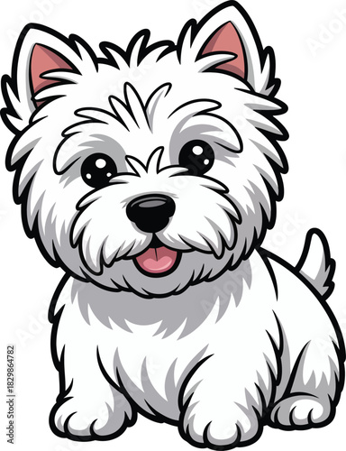 Cute cartoon a illustrator vector Westie