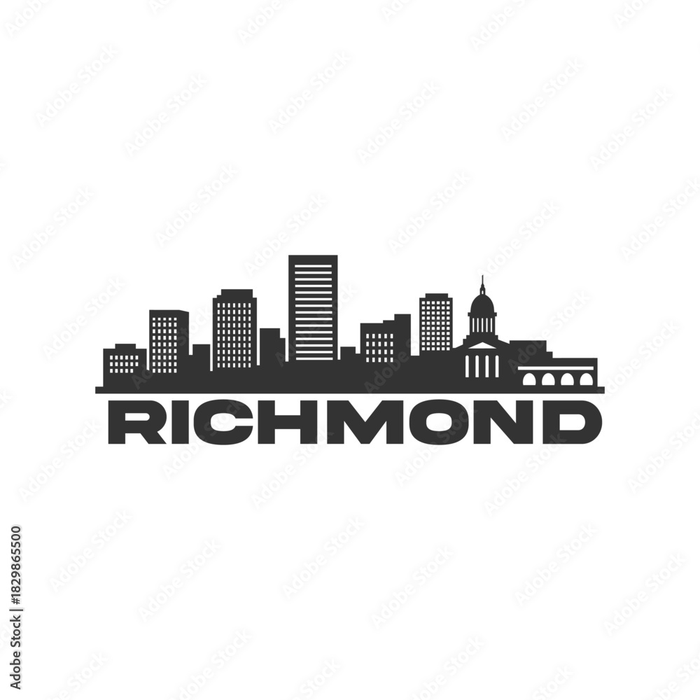 Fototapeta premium Richmond Skyline Silhouette – Vector Cityscape Illustration