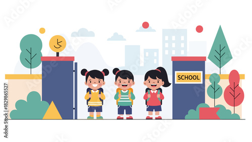 Students lining up outdoors for morning assembly at school. Ideal for education systems, student routines, discipline, and daily school activity visuals.