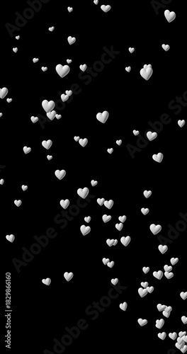 Animated icons in the form of glossy hearts elegantly float on a transparent background, creating a dynamic romantic composition. Their smooth movement gives the image lightness and visually emphasize