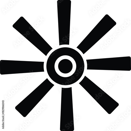 Eight blade starburst or fan blade graphic design silhouette