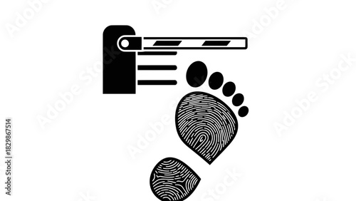 Barrier gate with fingerprint footprint isolated on white background