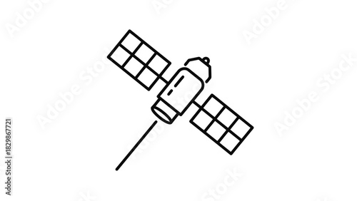 Simple line art satellite isolated on white background