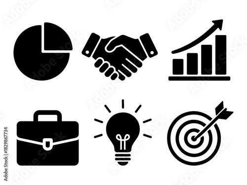 Wallpaper Mural Business icons set chart handshake growth briefcase idea and target Torontodigital.ca