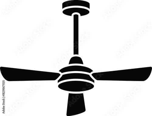 Modern three blade ceiling fan with downrod in a minimalist silhouette design