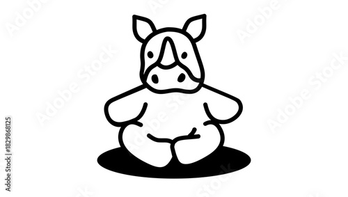 Rhino toy symbol, black isolated silhouette