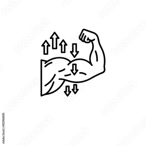 Muscle Dynamics with Up and Down Arrows Line Icon