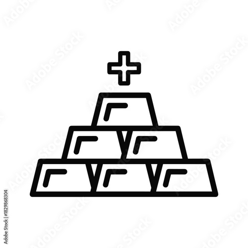 Gold Bars with Plus Sign Icon: Wealth Growth & Investment