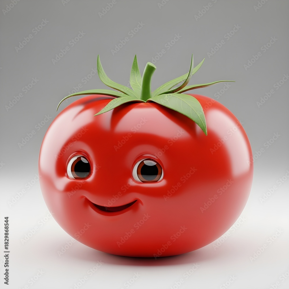 Obraz premium Adorable Tomato Character with a Cheerful Expression.