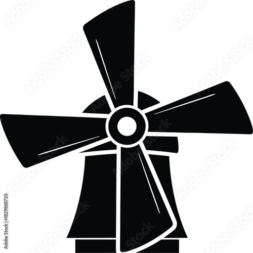 Classic four blade windmill icon representing traditional agricultural power silhouette
