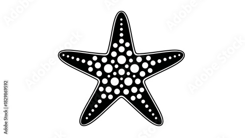 Starfish Silhouette Icon – Marine Sea Star Vector Illustration for Ocean & Beach Design
