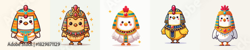 cute chicken vector in cleopatra costume