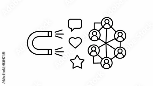 Magnet attracting social media engagement fostering online community growth for brand success and content virality