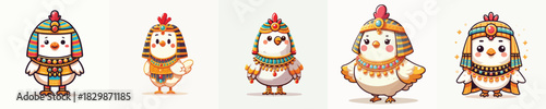 cute chicken vector in cleopatra costume