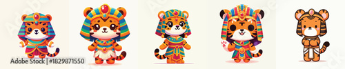 cute tiger vector in Cleopatra costume