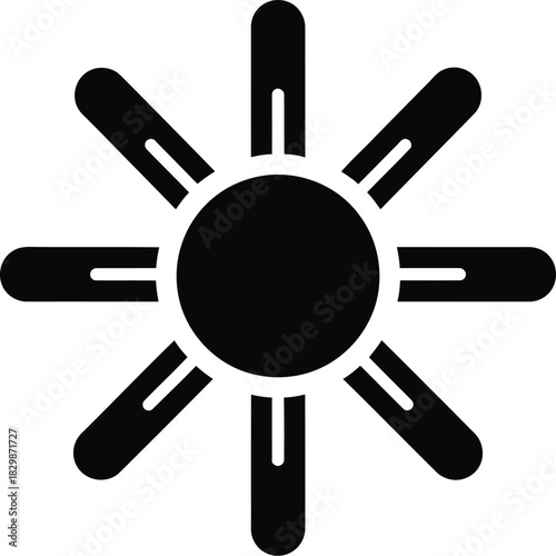 Stylized sun icon with eight rays representing brightness and energy silhouette