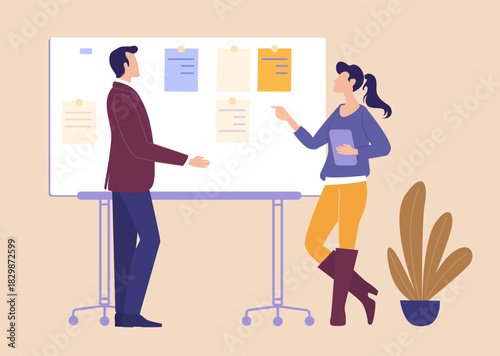 Business people talking  and collaborating on a project, business concept illustration 