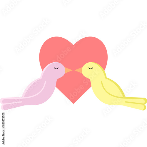 bird in love icon illustration design with flat