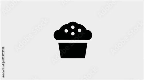 Cupcake Icon Design. Sweet Dessert Muffin Silhouette Graphic. Baked Goods Symbol for Bakery or Cafe Menu Element.