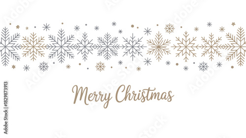 A festive christmas card with snowflakes and the words merry christmas in a decorative font style