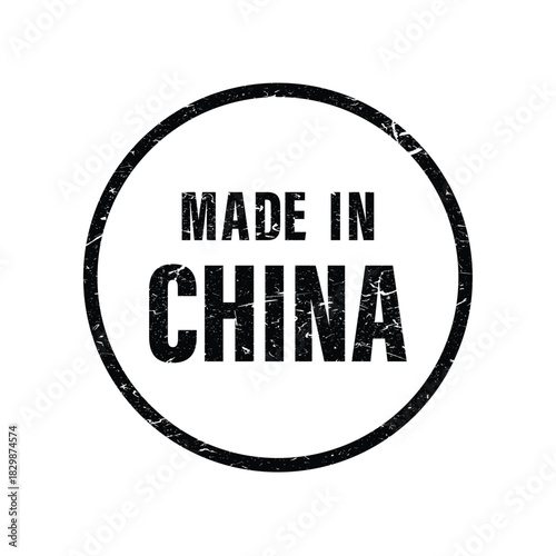 Grunge Circle Stamp with Made in China Text Isolated