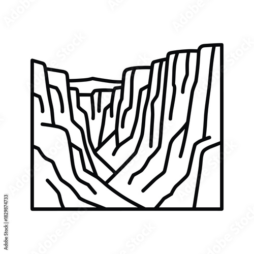 Minimalist Monoline Canyon Landscape Icon