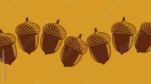 Charming autumn acorn pattern for seasonal designs, adding a cozy and rustic touch to your creative projects with earthy tones and natural motifs