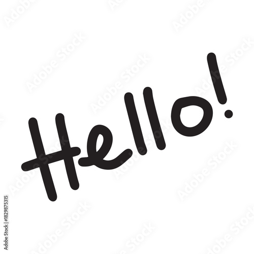 Hello! symbol, greeting Hand drawn scribble script calligraphy brush storke element icon illustration