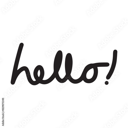 Hello! symbol, greeting Hand drawn scribble script calligraphy brush storke element icon illustration
