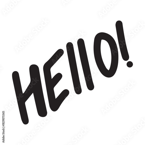 Hello! symbol, greeting Hand drawn scribble script calligraphy brush storke element icon illustration