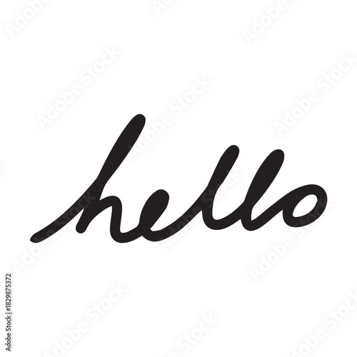 Hello! symbol, greeting Hand drawn scribble script calligraphy brush storke element icon illustration