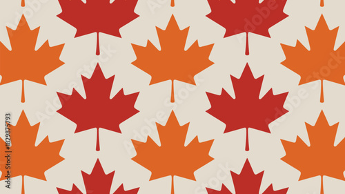 Celebrate autumn with this stunning vibrant maple leaf pattern in warm red and orange tones, perfect for seasonal designs and Canadian themes