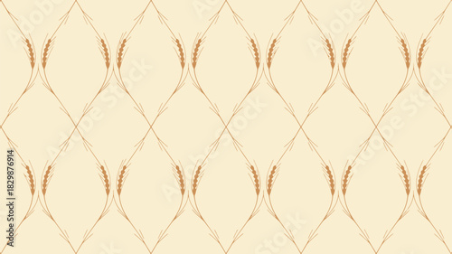 Elegant wheat pattern background for food packaging and nature-inspired designs, adding a touch of rustic charm to your project with this seamless design