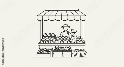 Fresh produce stand offers farm-to-table goodness with carrots tomatoes and apples promising healthy eating and supporting local farmers, Generative AI.