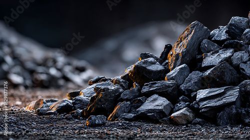 Extreme Macro Shot Of Rough Dark Bituminous Coal Pile Texture