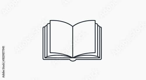 Open book outline for reading learning or education concept in simple style inviting knowledge and imagination to inspire a love of literature, Generative AI.