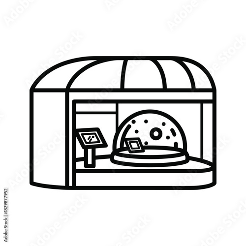 Museum Exhibit Display Icon with Dome Case and Info Stand