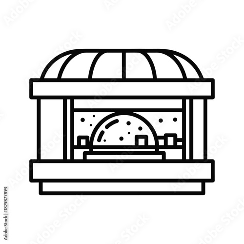 Carnival Food or Game Stall Booth Line Art Icon