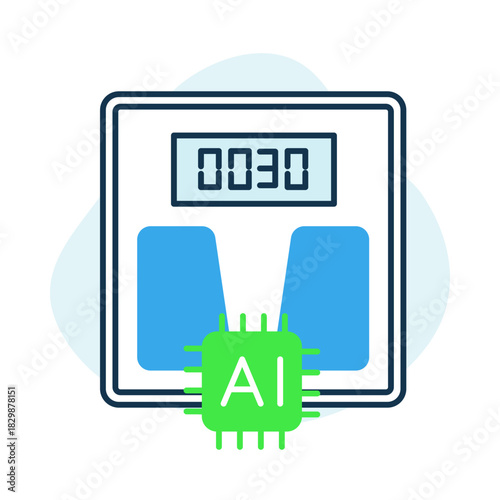 Weight Scale Icon – Smart Weight Tracking System with Scale and AI Chip for Health Monitoring, Fitness Progress, and Diabetes Management
