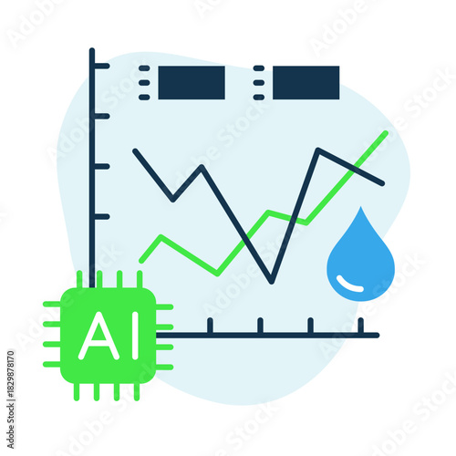 Predictive Graph Icon – AI-Driven Data Analysis with Graph, AI Chip for Early Diagnosis and Forecasting Health Trends, Medical Data, and Future Health Predictions