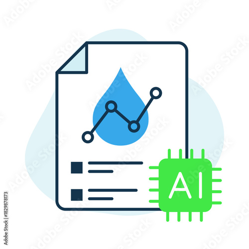 Blood Data Collection with AI Icon – Advanced Blood Monitoring and Data Processing with Document, Blood Drop, and AI Chip for Accurate Health Insights and Diabetes Management