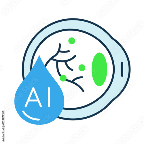 Diabetic Retinopathy Icon – AI-Powered Eye Screening for Early Detection of Retinal Damage and Diabetes Complications Using Eye with AI Chip for Vision Care