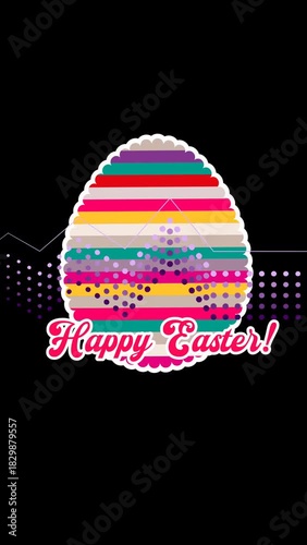 Happy Easter Retro Animated Egg with Glitch Effect