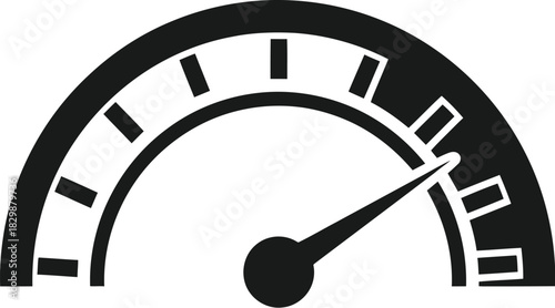 Simple black and white illustration of a speed gauge or meter display