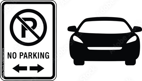 No parking sign with car silhouette indicating restricted parking area