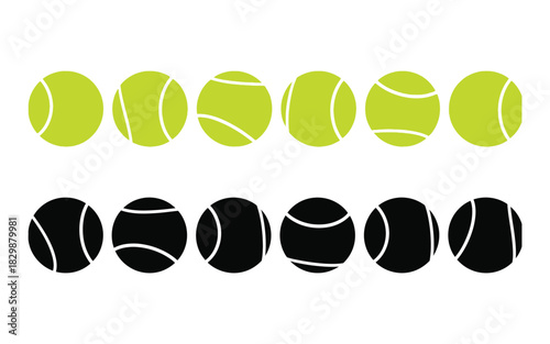 Tennis balls in color and silhouette sports equipment vector illustration